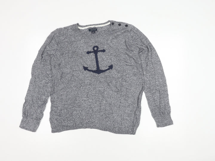 Nautica Women's Blue Knit Pullover Jumper Size L