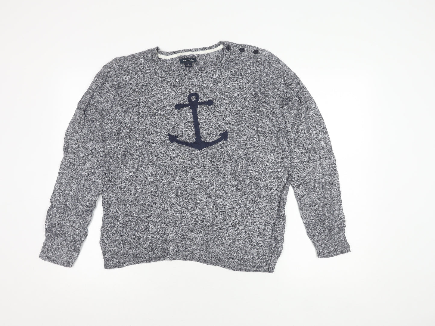 Nautica Women's Blue Knit Pullover Jumper Size L