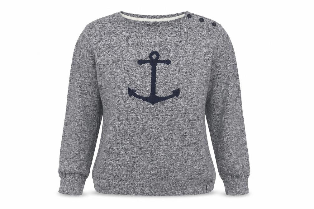Front view of Nautica Women's Blue Knit jumper, size L