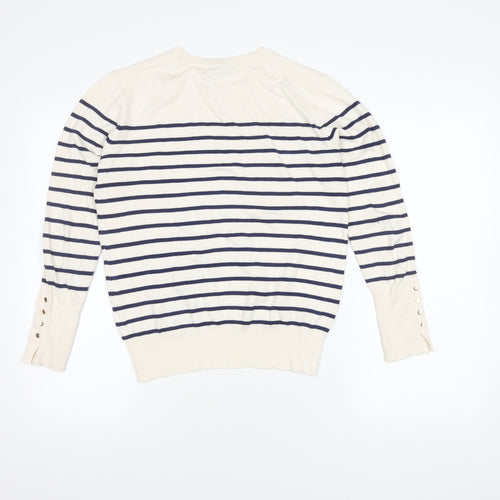 Zara Women's White Striped Pullover Jumper Size 16