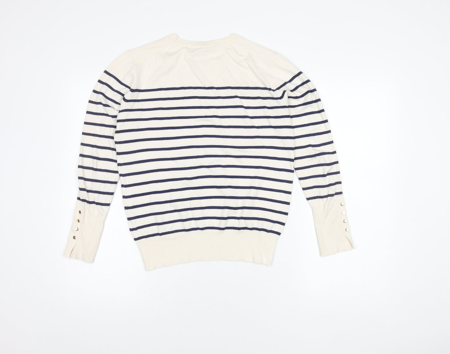 Zara Women's White Striped Pullover Jumper Size 16