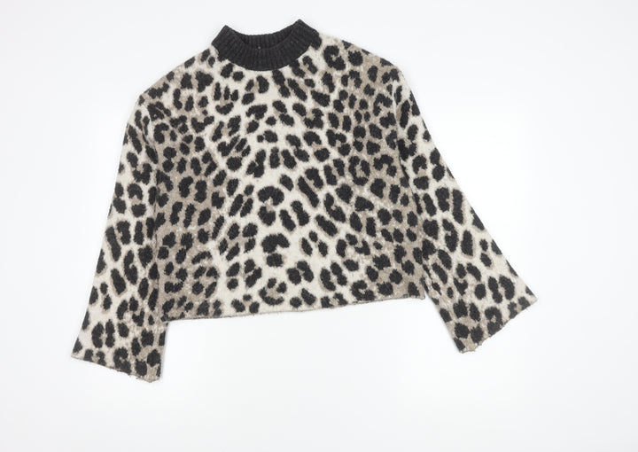 H&M Women's Multicoloured Animal Print Pullover Jumper - Size 4