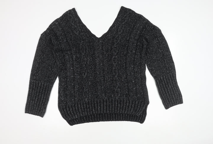 Topshop Women's Black Cable-Knit Pullover Jumper Size 10