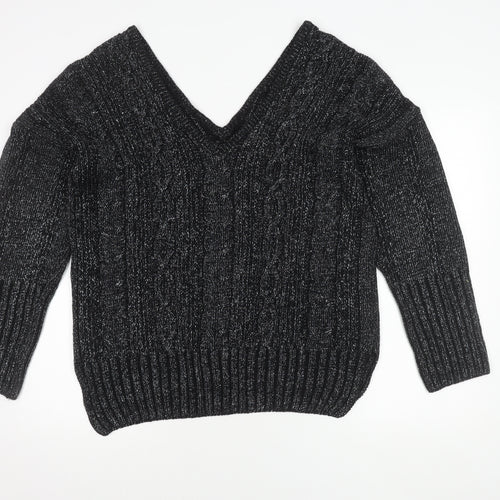 Topshop Women's Black Cable-Knit Pullover Jumper Size 10