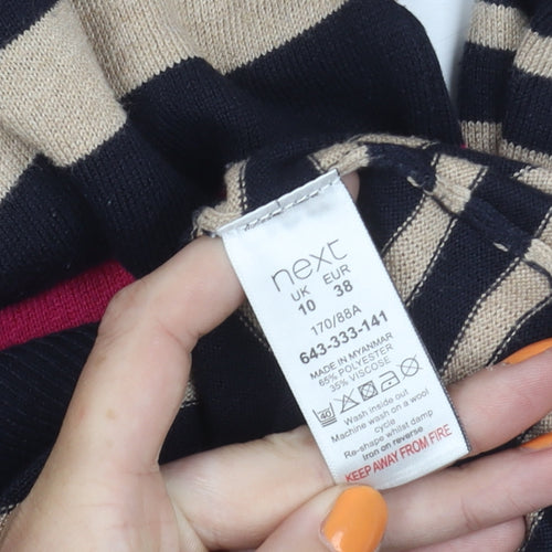 Next Women's Multicoloured Striped Pullover Jumper Size 10