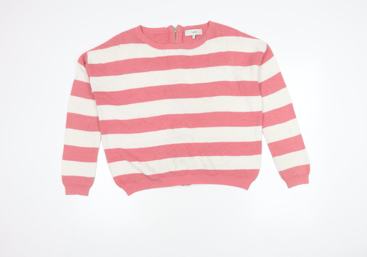 Next Women's Pink Striped Full Zip Jumper, Size 10