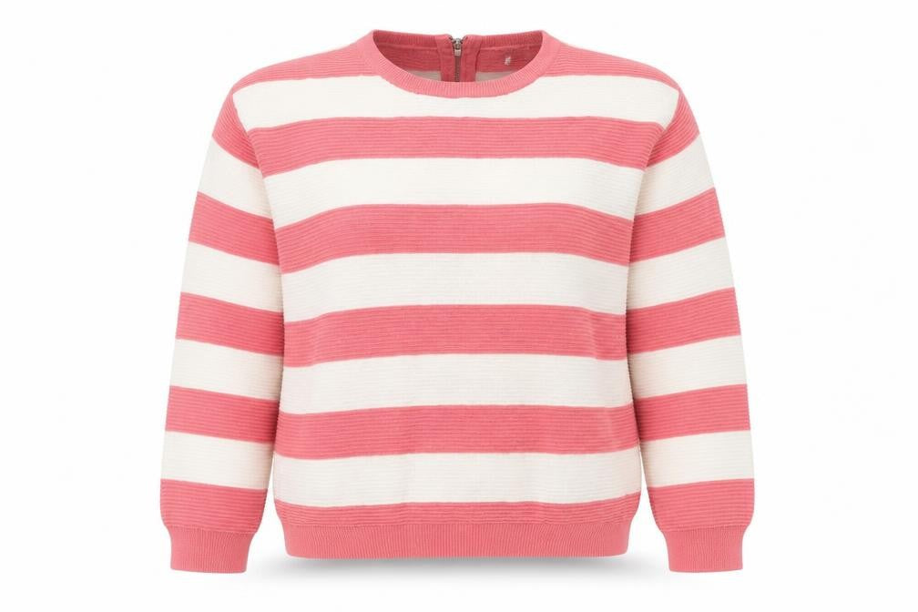 Front view of Next Women's Pink Striped Full Zip Jumper, size 10