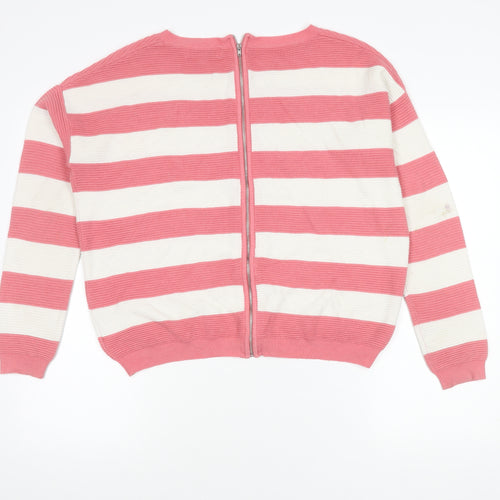 Next Women's Pink Striped Full Zip Jumper, Size 10