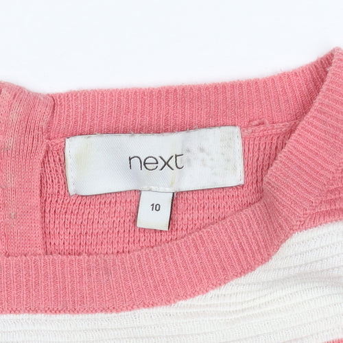 Next Women's Pink Striped Full Zip Jumper, Size 10