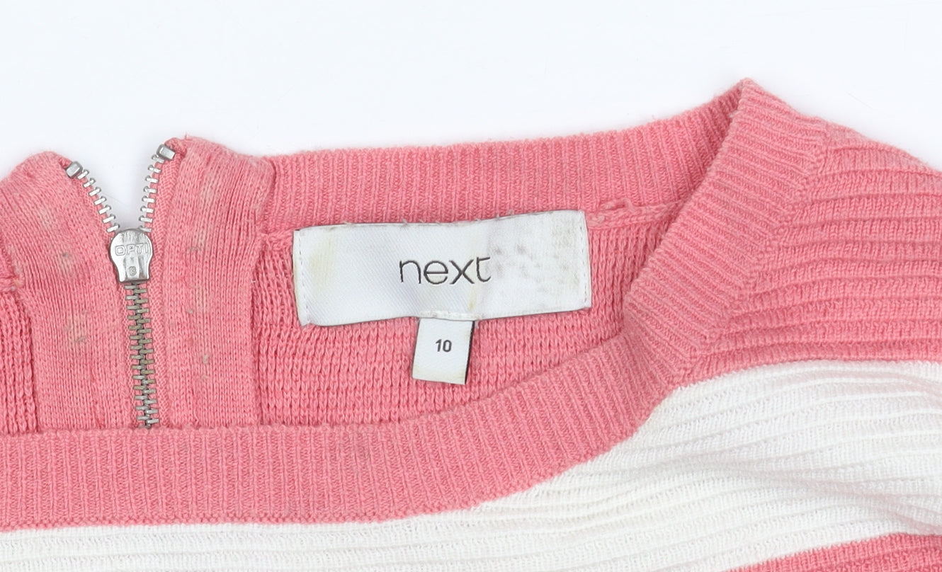 Next Women's Pink Striped Full Zip Jumper, Size 10