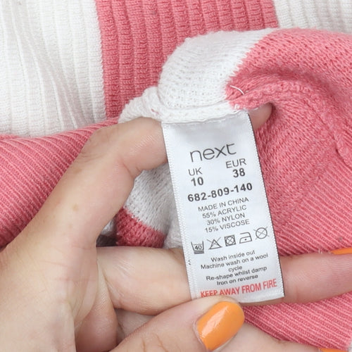 Next Women's Pink Striped Full Zip Jumper, Size 10