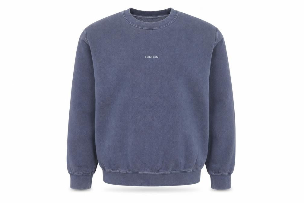 Front view of Topman Men's Blue XS Sweatshirt Crew Neck Pullover