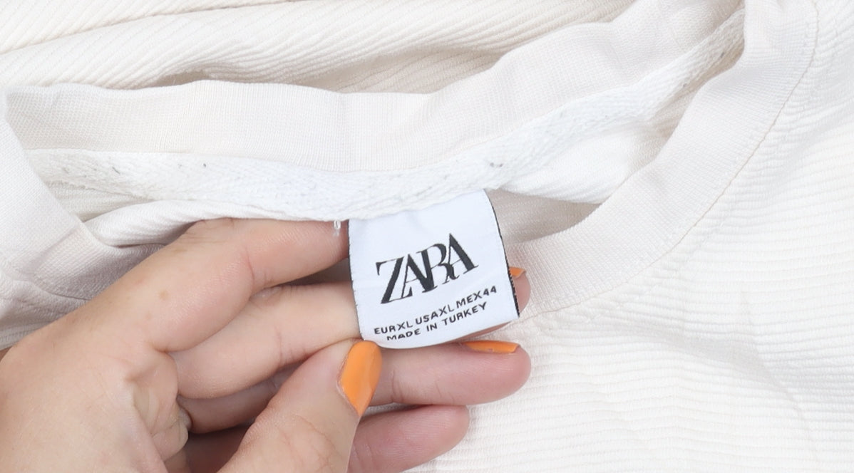 Zara Men's White XL T-Shirt, Cotton Blend