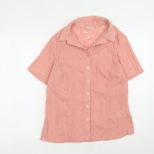 Damart Women's Pink Collared Button-Up Blouse