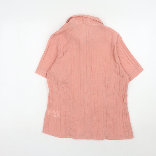 Damart Women's Pink Collared Button-Up Blouse
