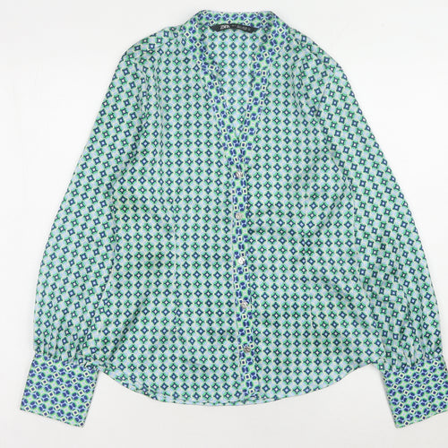 Zara Women’s Green Geometric Blouse Size 10
