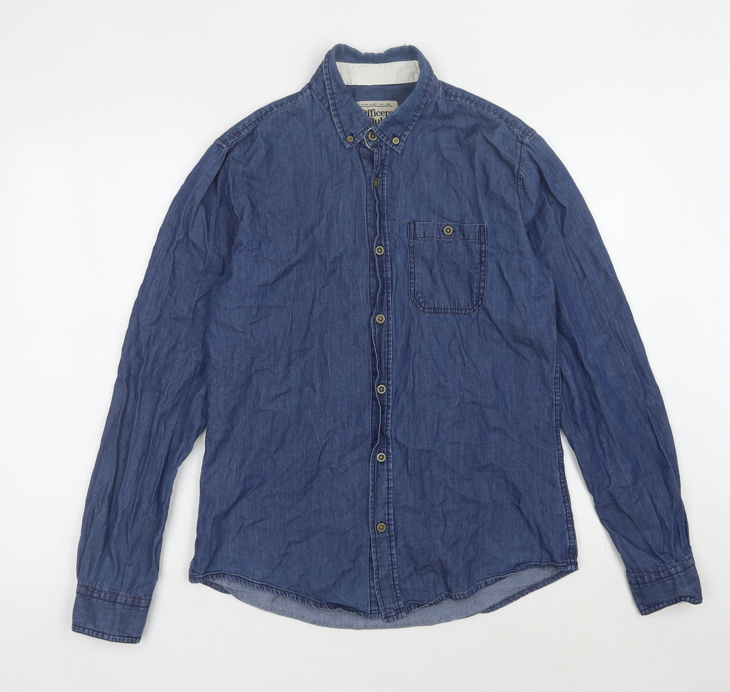 Officers Club Unisex Blue M Denim Button-Up Shirt