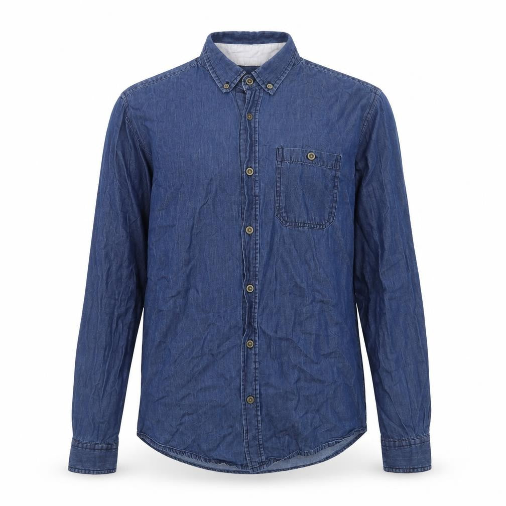 Officers Club Unisex Blue M Denim Button-Up Shirt