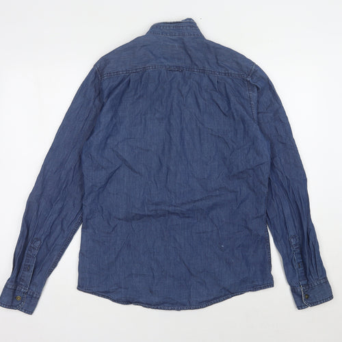 Officers Club Unisex Blue M Denim Button-Up Shirt