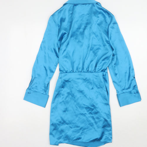 ZARA Women’s Blue Long Sleeve Collared Dress XS