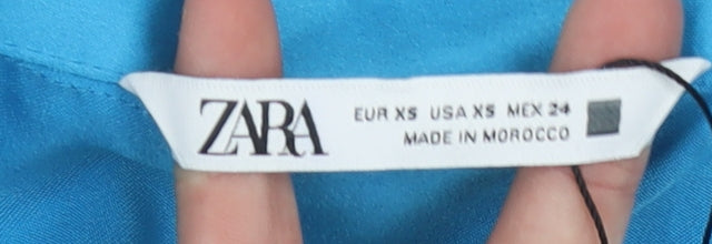 ZARA Women’s Blue Long Sleeve Collared Dress XS