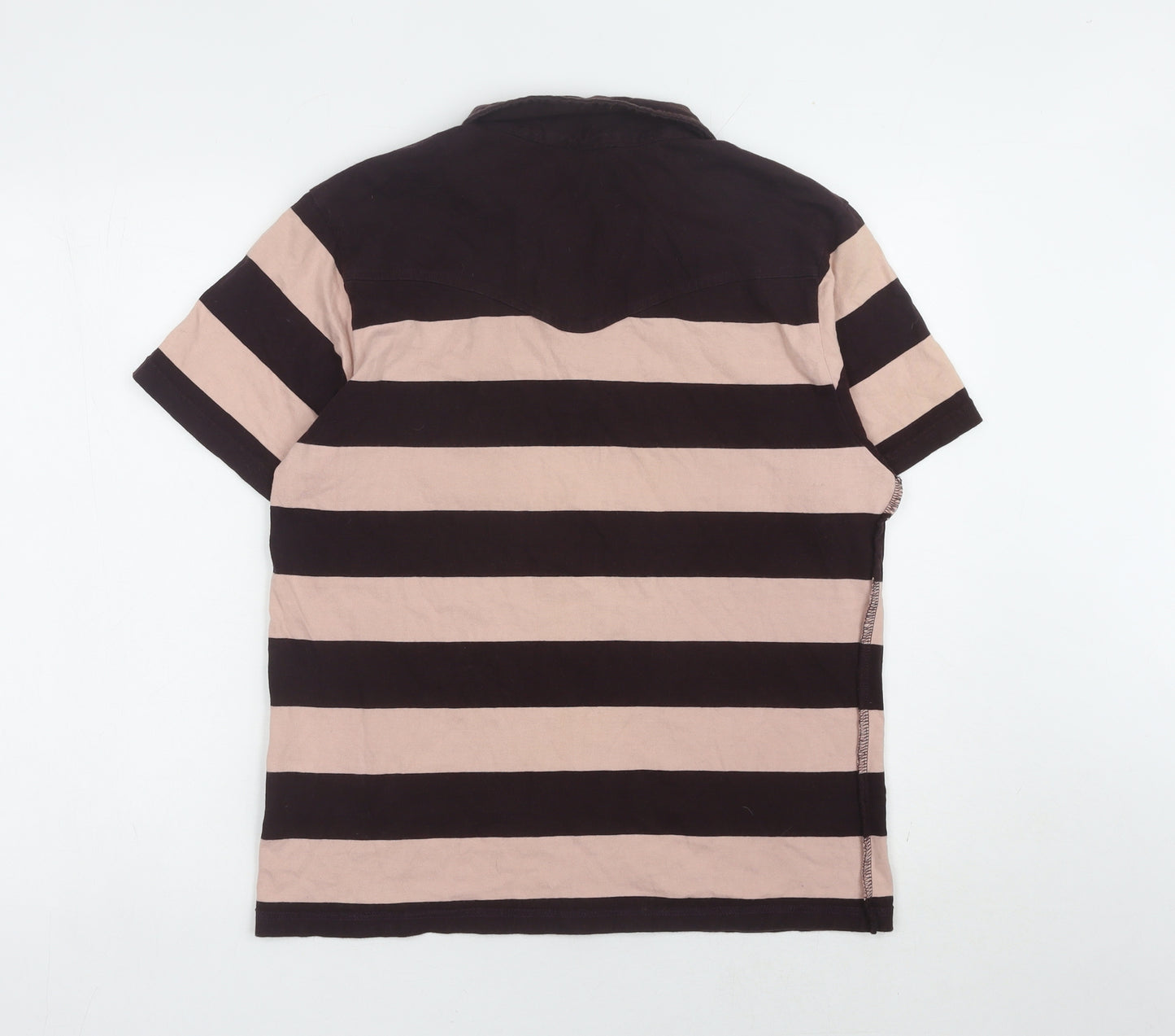 Teddy Smith Men's Beige/Black Striped Polo, L, 100% Cotton