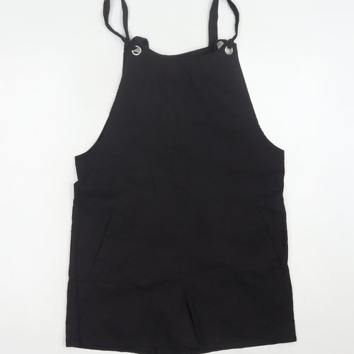 Nasty Gal Women Black Dungaree Playsuit Size 10