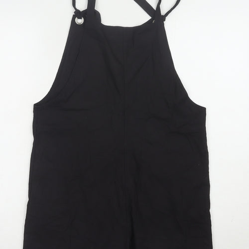 Nasty Gal Women Black Dungaree Playsuit Size 10