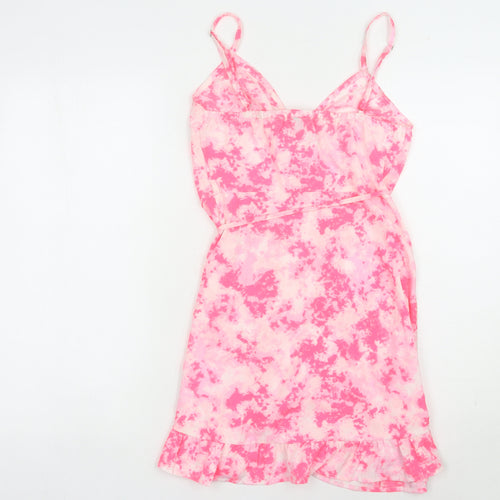 New Look Women's Pink Tie Dye Wrap Dress - Size S