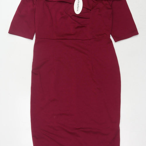 Clearlove Women's Red Pencil Dress, Off Shoulder