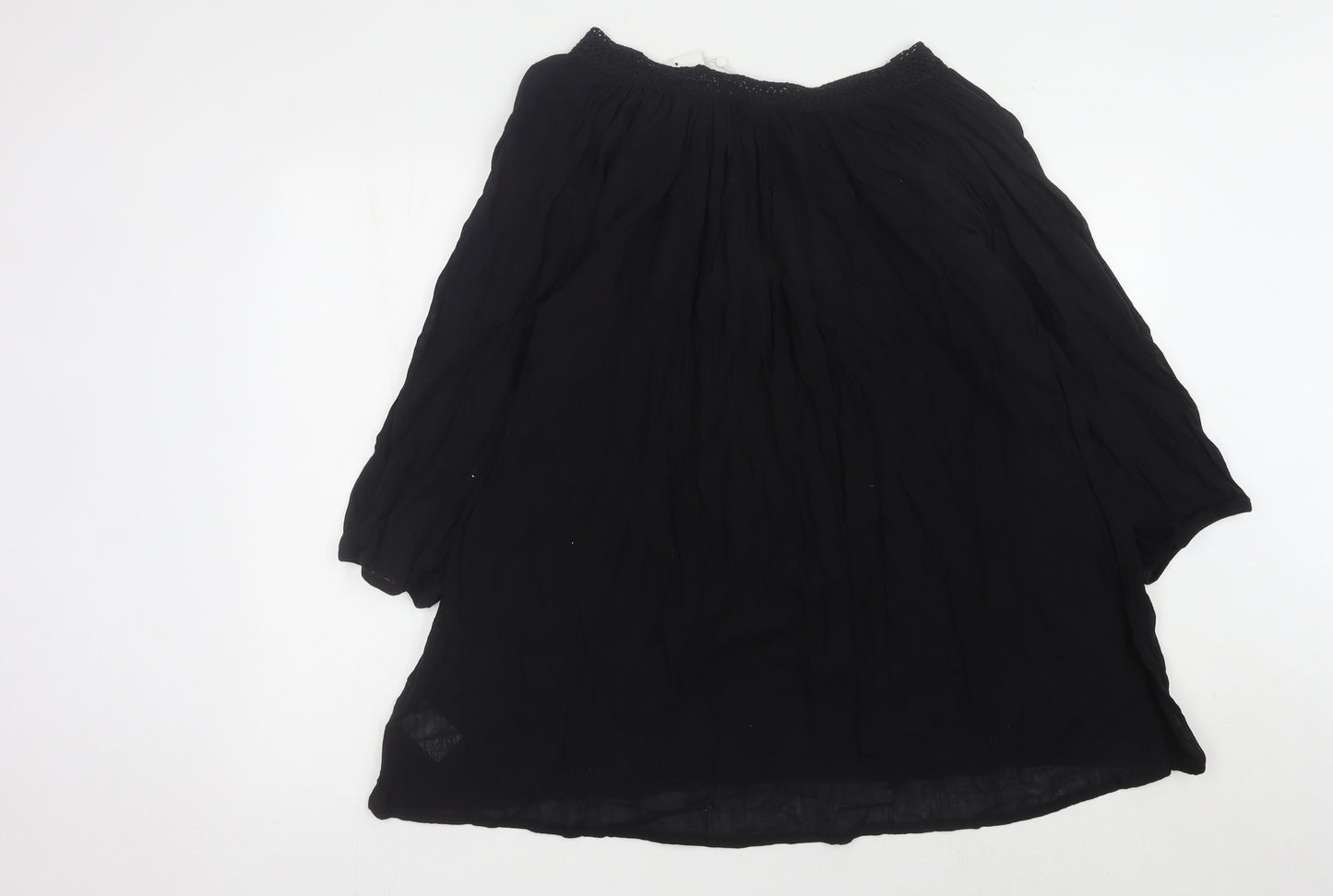 Fransa Women's Black Blouse, Size L, 3/4 Sleeve