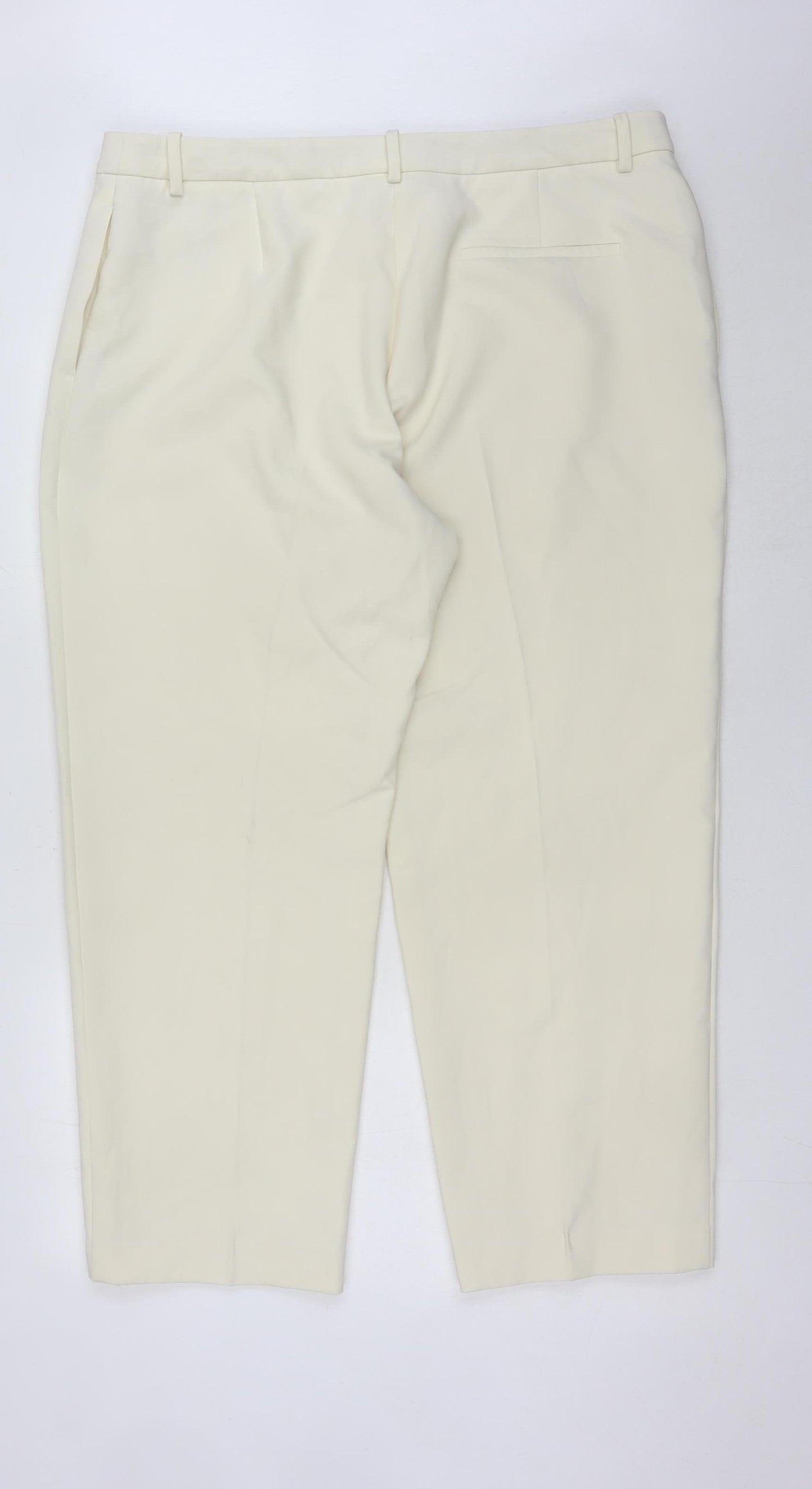 Marks & Spencer Women Ivory Straight Trousers Size 20