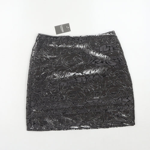 George Women's Black Floral Glitter Pencil Skirt, Size 8