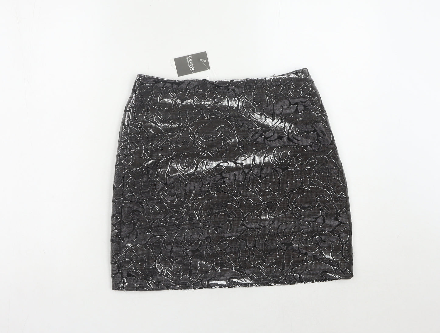 George Women's Black Floral Glitter Pencil Skirt, Size 8