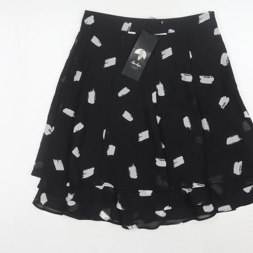 Edit Women's Black A-Line Knee Length Geometric Skirt