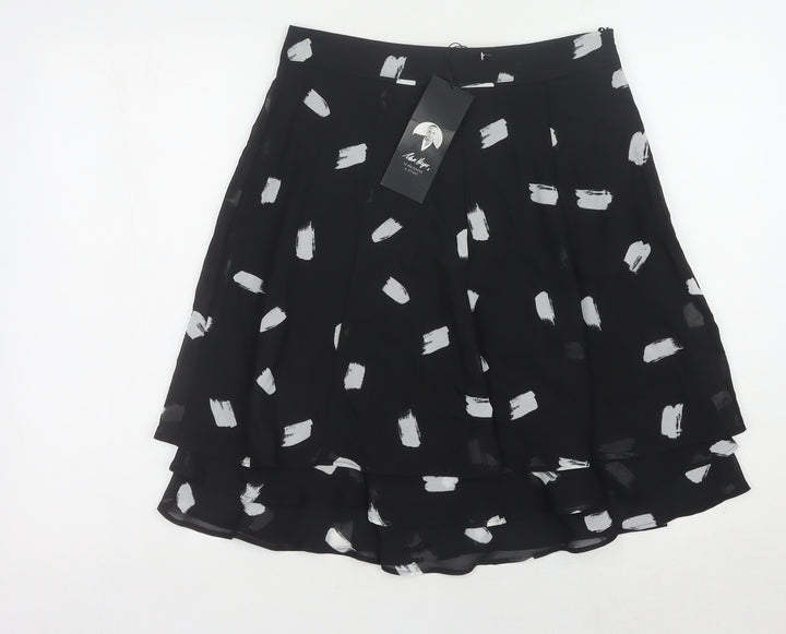 Edit Women's Black A-Line Knee Length Geometric Skirt