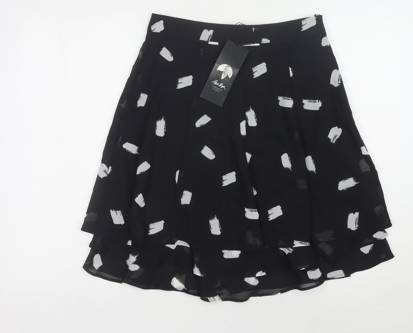 Edit Women's Black A-Line Knee Length Geometric Skirt