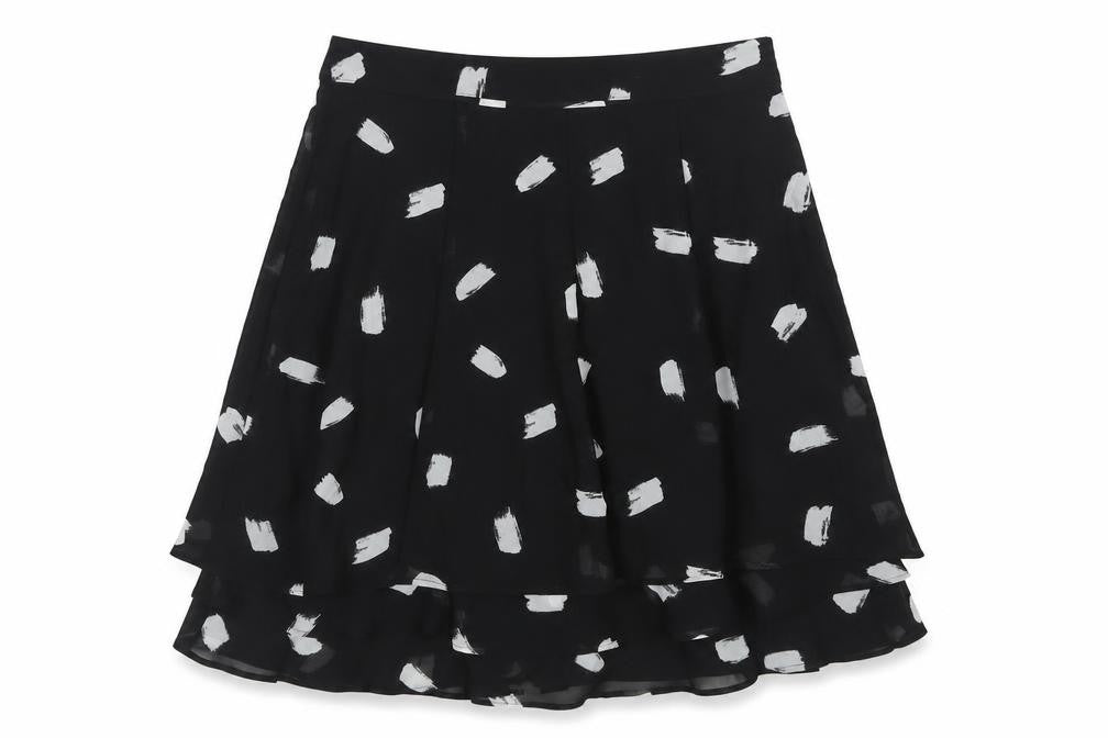 Front view of Edit Women's Black A-Line Knee Length Geometric Skirt