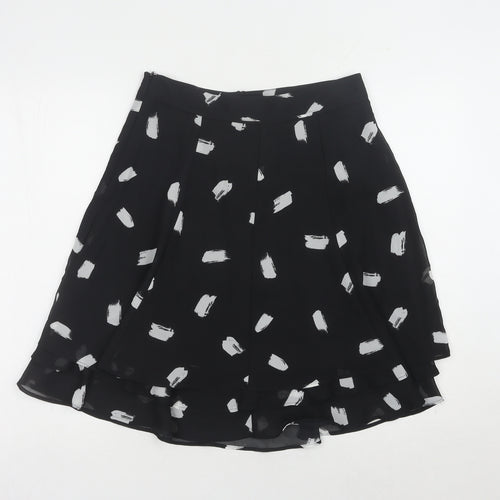 Edit Women's Black A-Line Knee Length Geometric Skirt