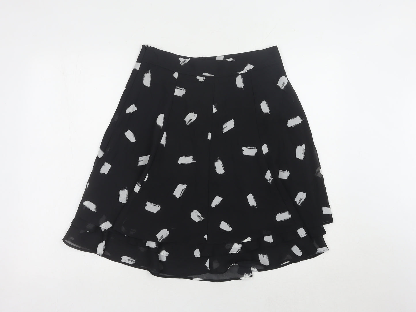 Edit Women's Black A-Line Knee Length Geometric Skirt