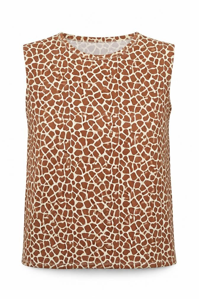 Boohoo Women's Brown Animal Print Sleeveless Top Size 8