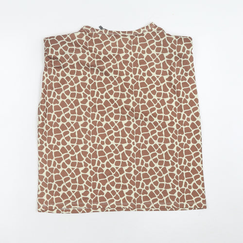 Boohoo Women's Brown Animal Print Sleeveless Top Size 8
