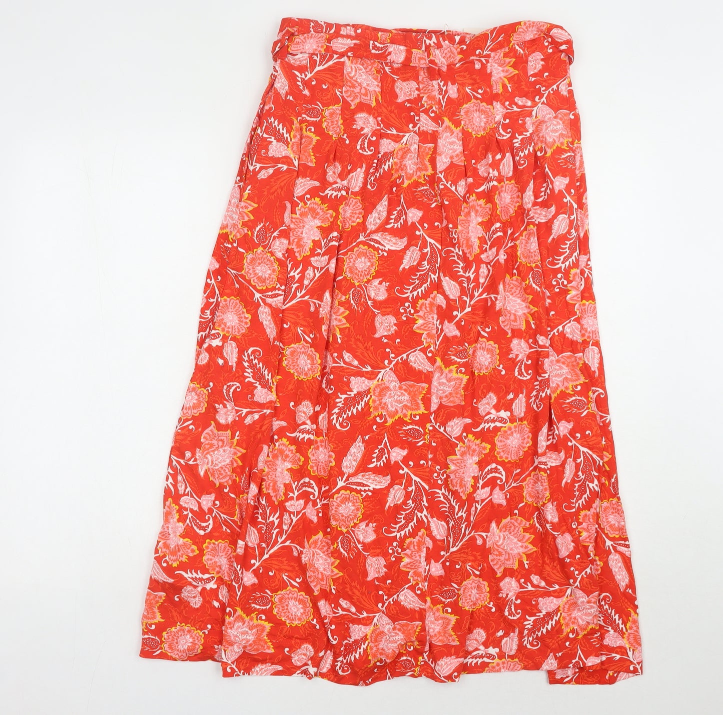 Marks and Spencer Red Floral Pleated Women's Skirt Size 12