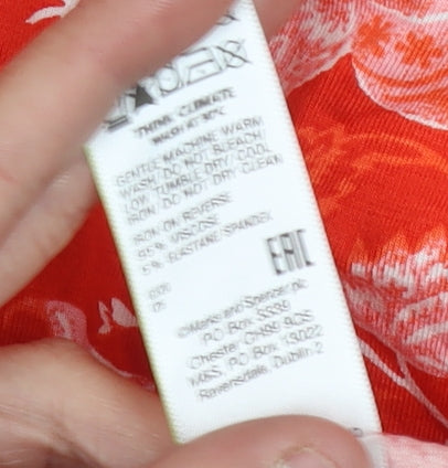 Marks and Spencer Red Floral Pleated Women's Skirt Size 12