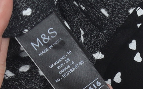Marks and Spencer Women's Black Button-Up Shirt, Size 10