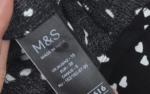 Marks and Spencer Women's Black Button-Up Shirt, Size 10