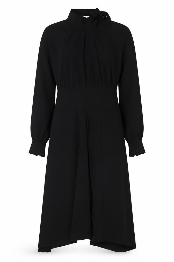 Front view of Next Women's Black Dress, size 8, Long Sleeve, High Neck