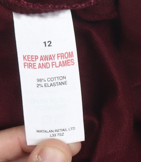 Matalan Women’s Red Pencil Skirt Size 12 Button Accents