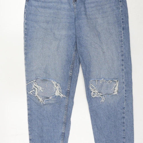 Denim Co. Women's Blue Distressed Mom Jeans Size 12