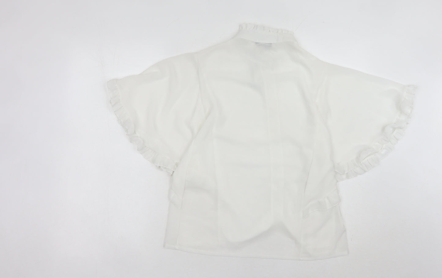 Boohoo Women's White Blouse Size 8 Ruffle Accents